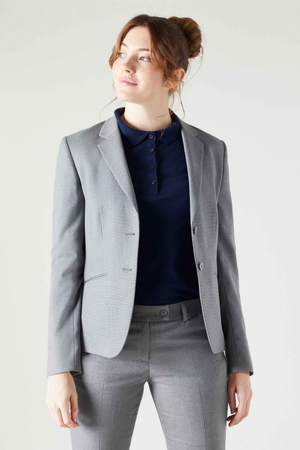 Contemporary Women's Long Two Button Jacket, Grey