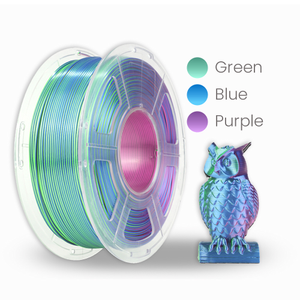 1 x Silk PLA+ 3D Filament 1.75mm Tricolour Blue & Green & Purple - 1KG
