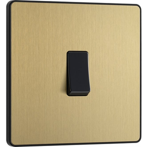 PCDSB12B Screwless 1G 2W Switch with Black Insert in Satin Brass