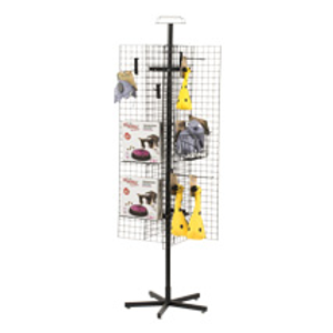 Black 4-Way Floor Standing Grid Merchandising Spinner Retail Display Rack - 68 in Tall