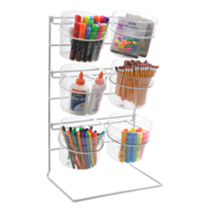 6 Jar Countertop Retail Display Rack with 6 Inch Diameter Clear Containers