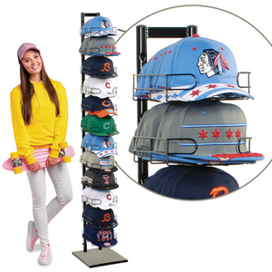Single Sided 12 Pocket Baseball Cap Floor Hat Display Rack for 120 Hats