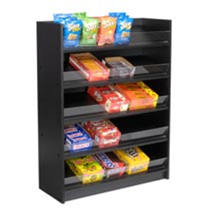 5 Shelf Floor Standing Candy and Snack Display - Black Laminate Retail Candy Rack