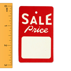 Red and White Unstrung Sale Price Tags - 1 3/4 in. W x 2 7/8 in. H