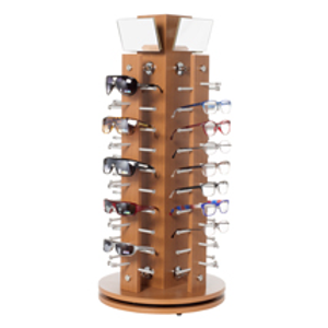 Cherry Wooden Countertop Eyewear Spinner Display - Holds 40 pairs