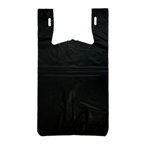 Heavy Duty Black Plastic T-Shirt Bags - 11.5 x 6.5 x 21 - Box of 500