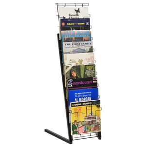 Black 10 Pocket LP Vinyl Record Floor Standing Metal Display Rack