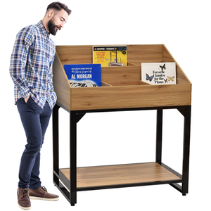6 Bin LP Record Display Browser Can Display 360 LPs in Olive Wood Laminate