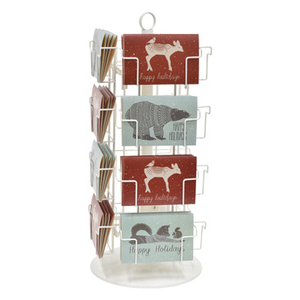 16 Pocket Countertop Rotating Postcard Spinner Retail Display with Sign Holder - White Wire