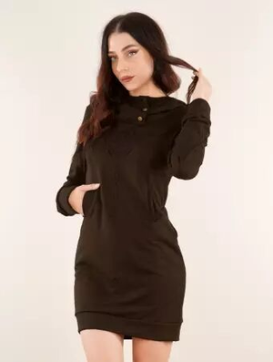 'Robe sweat imprimée à col capuche "Numendil Zohraa", Caramel'