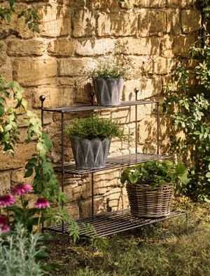 Barrington Plant Stand - Raw Metal, Dark Grey