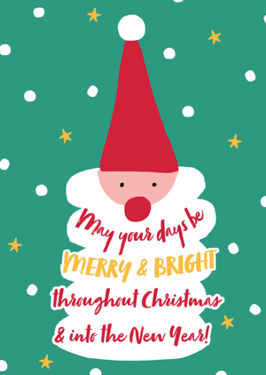 Fun Colourful Illustrated Santa Claus Greetings Christmas Card