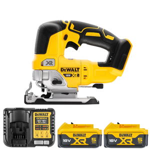 DeWalt DCS334 18V XR Cordless Brushless Top Handle Jigsaw With 2 x 5.0Ah Batteries & Charger