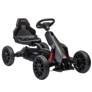 HOMCOM Kids Pedal Go Kart, with Adjustable Seat, EVA Wheels, Seat, Handbrake - Black