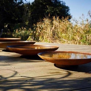 Corten Steel Curved Water Bowl* - 800 Ø x 150 (H)mm