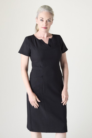 SJ Women's Linen Blend V-Neck Dress, Black