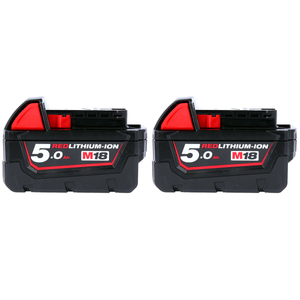 Milwaukee M18B5 Battery 5Ah 18V Fuel Red Lithium-Ion - Pack of 2