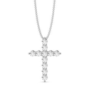 4 Prong Round Classic Popular Diamond Cross Pendant(From 14.8mm X 10.8mm)
