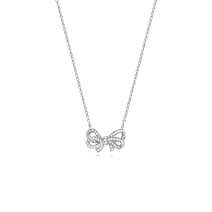 prong setting bow design classic shaped round diamond pendant