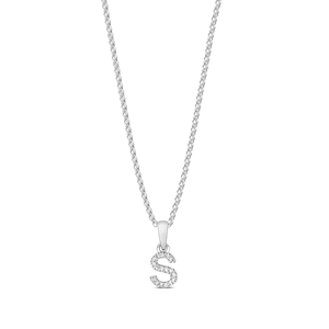 prong setting round shape letter S initial pendant(5 MM X 12 MM)