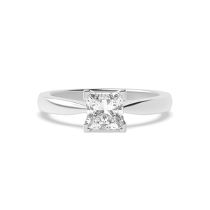 4 Claw Princess Solitaire Diamond Platinum Engagement Ring for Women
