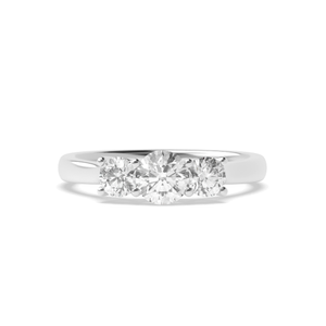 Cross Over Setting Round Trilogy Diamond Ring in gold / Platinum