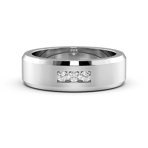 Channel Set 3 Diamond Bevelled Edge Mens Wedding Rings (5.0mm)