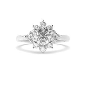 4 Prong Setting Round Shape Cluster Diamond Halo Diamond Engagement Rings