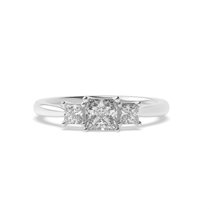 4 Prong Princess Cut Diamond Three Stone Engagement Rings