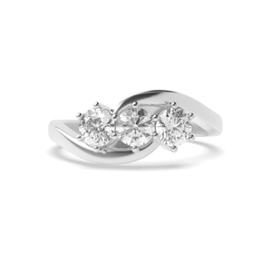 Round Trilogy Diamond Rings 6 Prong Setting in Yellow Gold