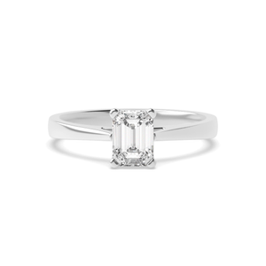 4 Prong Set Emerald Solitaire Diamond Engagement Ring