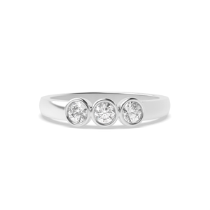 Round Trilogy Diamond Rings Bezel Setting in Platinum