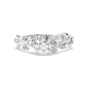 4 prong setting round shape diamond side stone with marquise diamond vintage engagement ring