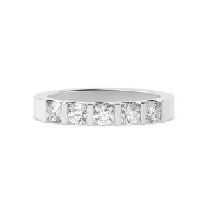 Bar Setting Round Shape 5 Stone Diamond Rings