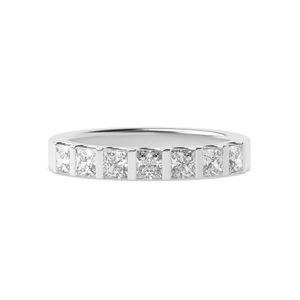 Bar Setting Princess Shape 7 Stone Diamond Rings