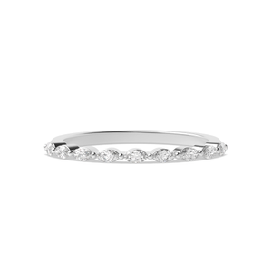 2 Prong Setting Petit Delicate Diamond Half Eternity Ring in Gold & Platinum (1.50mm)