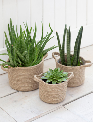 Jute Woven Plant Pots - Natural, Set of 3