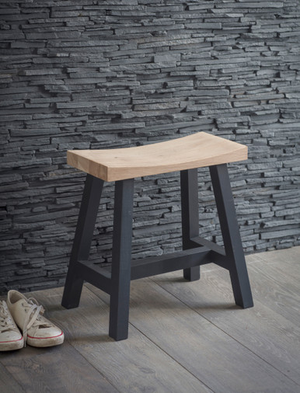 Clockhouse Stool - Beech Wood, Carbon & Natural