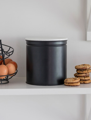 Brompton Marble Biscuit Tin - Steel & Marble, Carbon