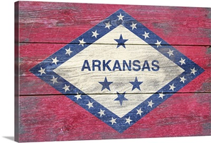 Arkansas State Flag on Wood