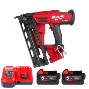 Milwaukee M18FN16GA 18V FUEL 16G Angled 2nd Fix 2-Mode Finish Nailer With 2 x 5.0Ah Batteries & Charger
