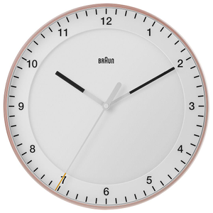 BC17 Braun classic large analogue wall clock - rose & white