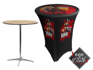 Custom Printed Stretch Covers for 36" Round 42" Tall High Boy Tables