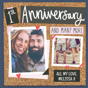 Moonpig Adoring 1st Anniversary And Many More Corkboard Photo Upload Anniversary Card