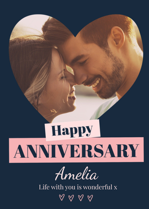 Romantic Sweet Love Heart Photo Frame Photo Upload Anniversary Card