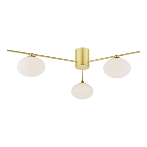 Dar Jasper 3 Light Semi-Flush Satin Gold and Opal Glass