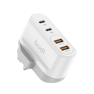 Budi White 2 USB-A & 2 USB-C Mains Charger