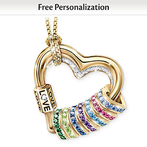 My Family Heart Personalized Pendant Necklace: 7 Charms