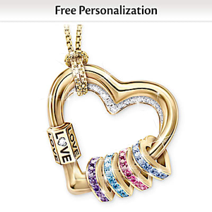 My Family Heart Personalized Pendant Necklace: 1 - 4 Charms