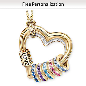 My Family Heart Personalized Pendant Necklace: 5 Charms